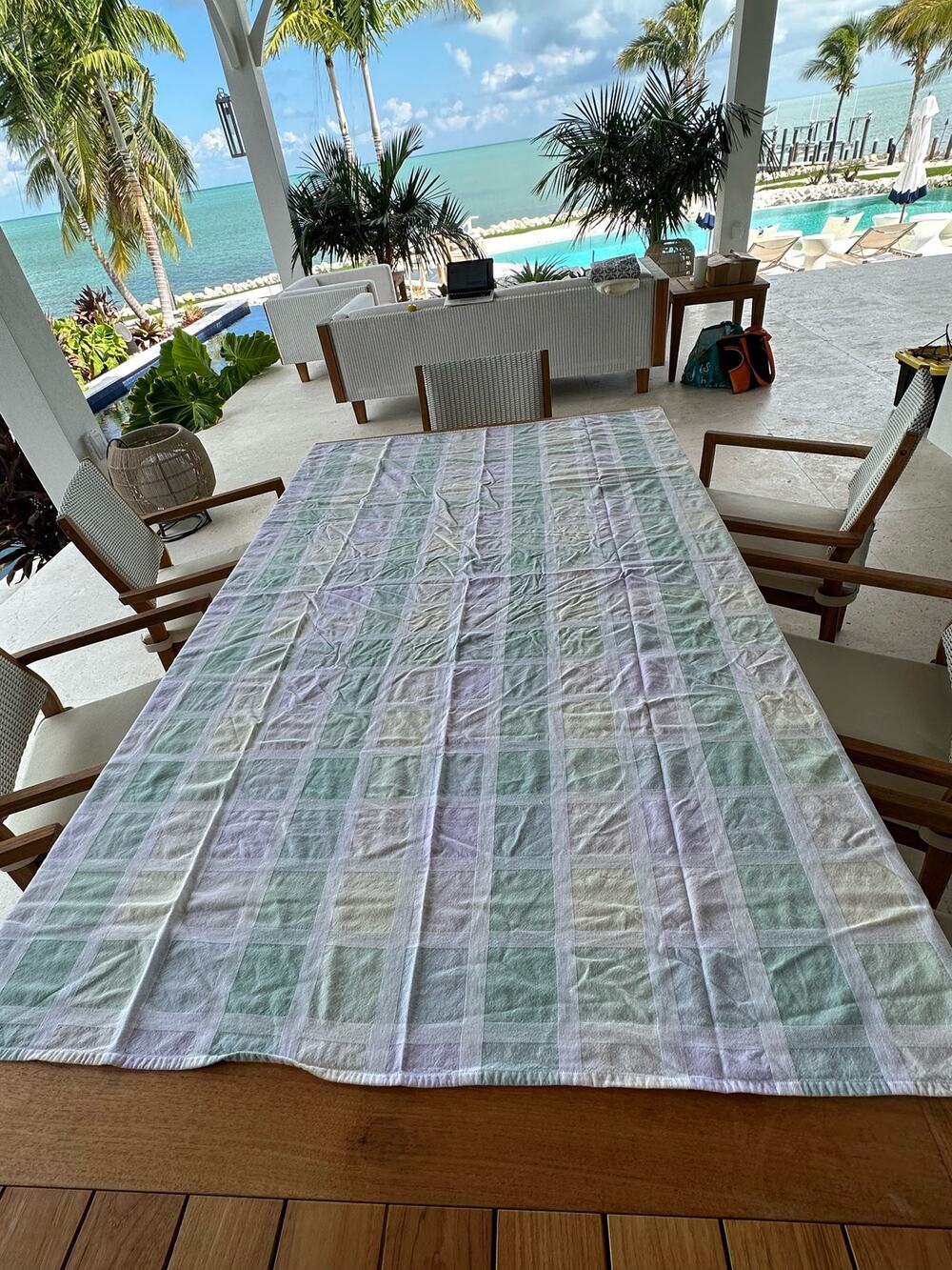 Tablecloth Pastel Small Squares Plaid 74" x 54" One spot